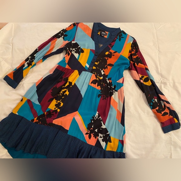 Anthropologie Maeve Blue and Orange Patterned Dress - Picture 11 of 11